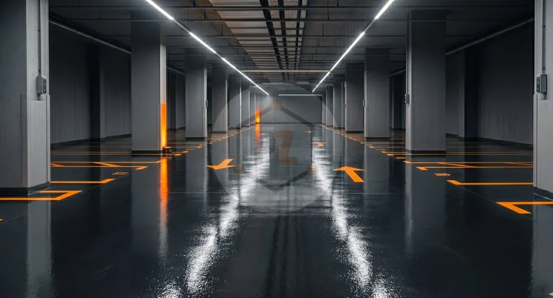 Epoxy parking deck coating with line markings in car park - reference application